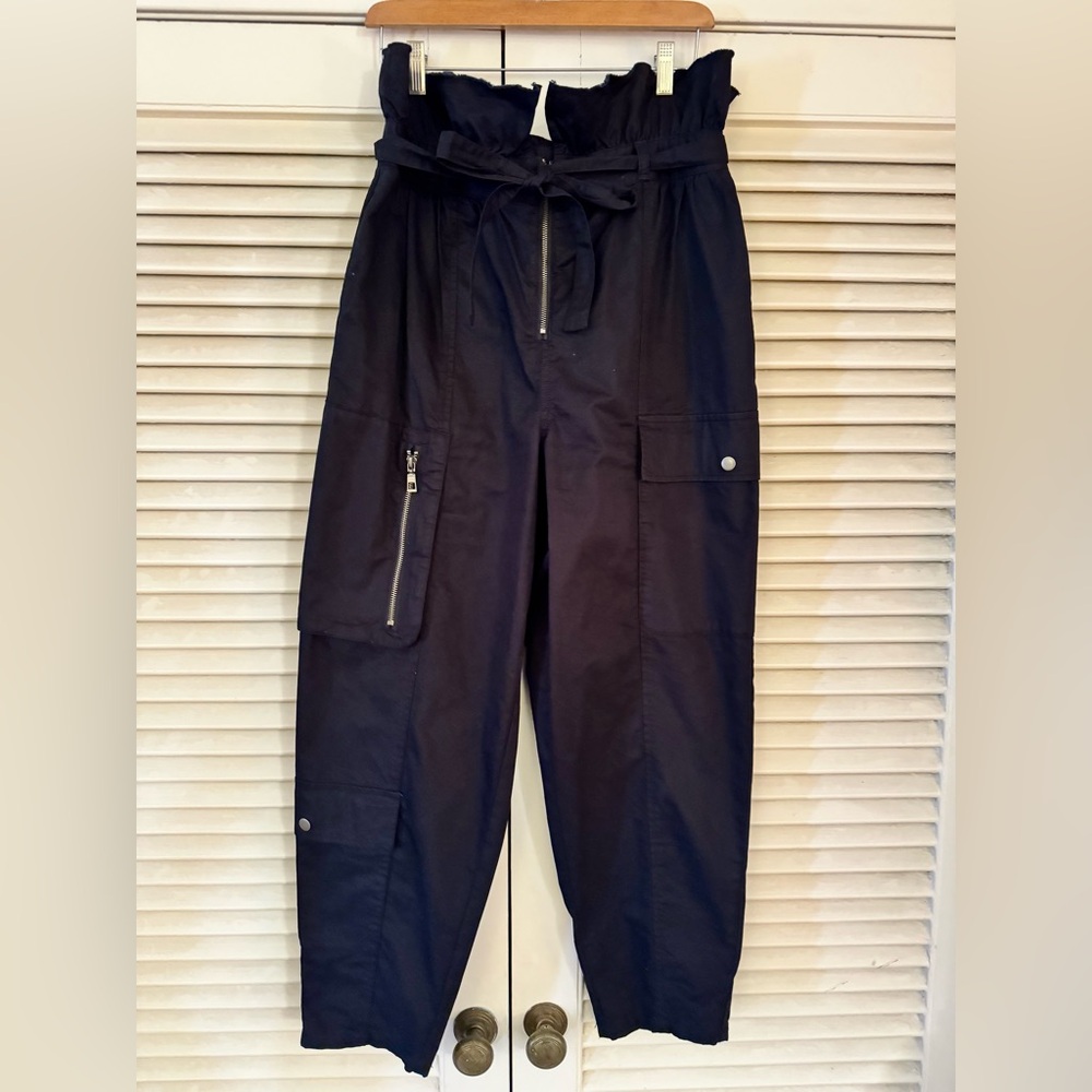 MINT COND FUTURE COLLECTIVE BY JENNY K. LOPEZ BLK PAPER-BAG WAIST JOGGERS SZ 10